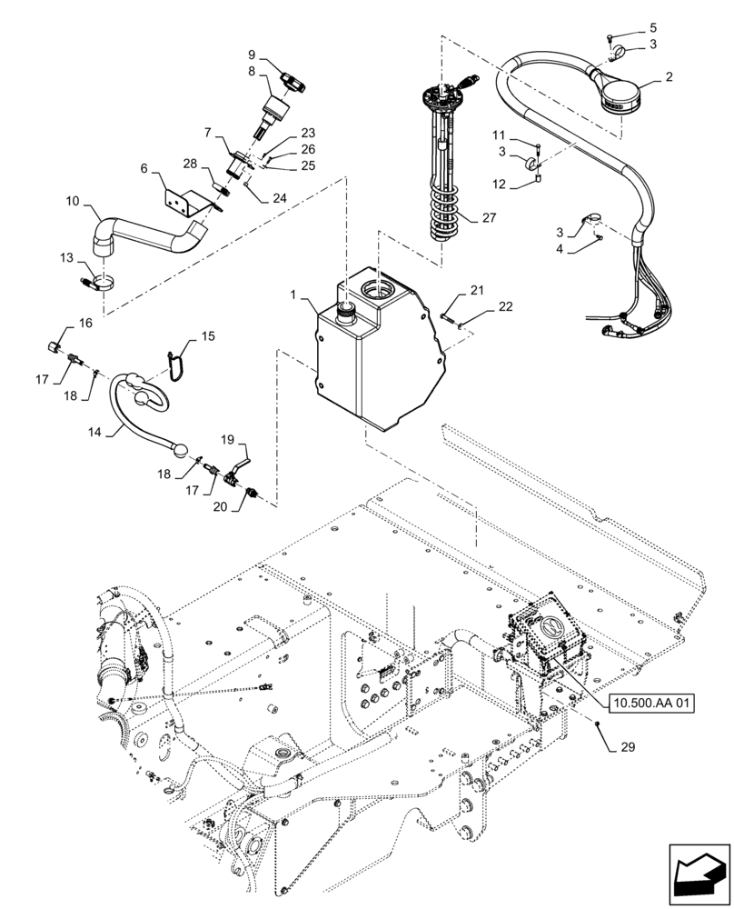 Схема запчастей Case 850M LT - (10.500.AA[02]) - DEF TANK PLASTIC (10) - ENGINE