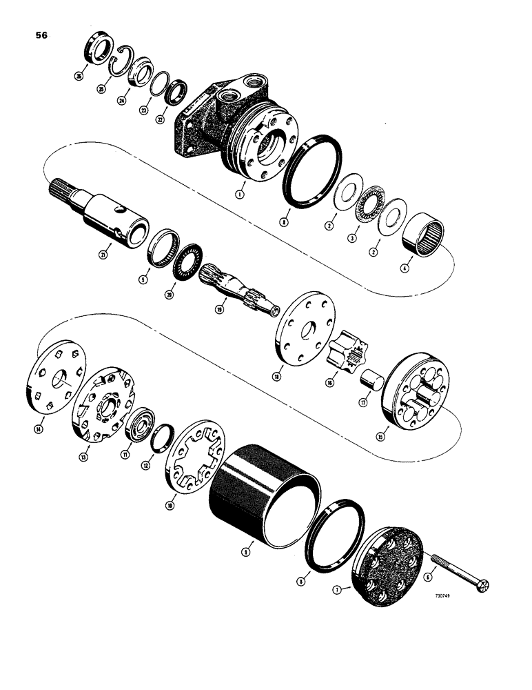 Схема запчастей Case 1816B - (56) - D120048 HYDRAULIC MOTOR (35) - HYDRAULIC SYSTEMS