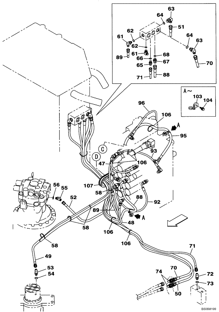 Схема запчастей Case CX290B - (08-24) - HYDRAULICS - PILOT PRESSURE, RETURN LINES (08) - HYDRAULICS