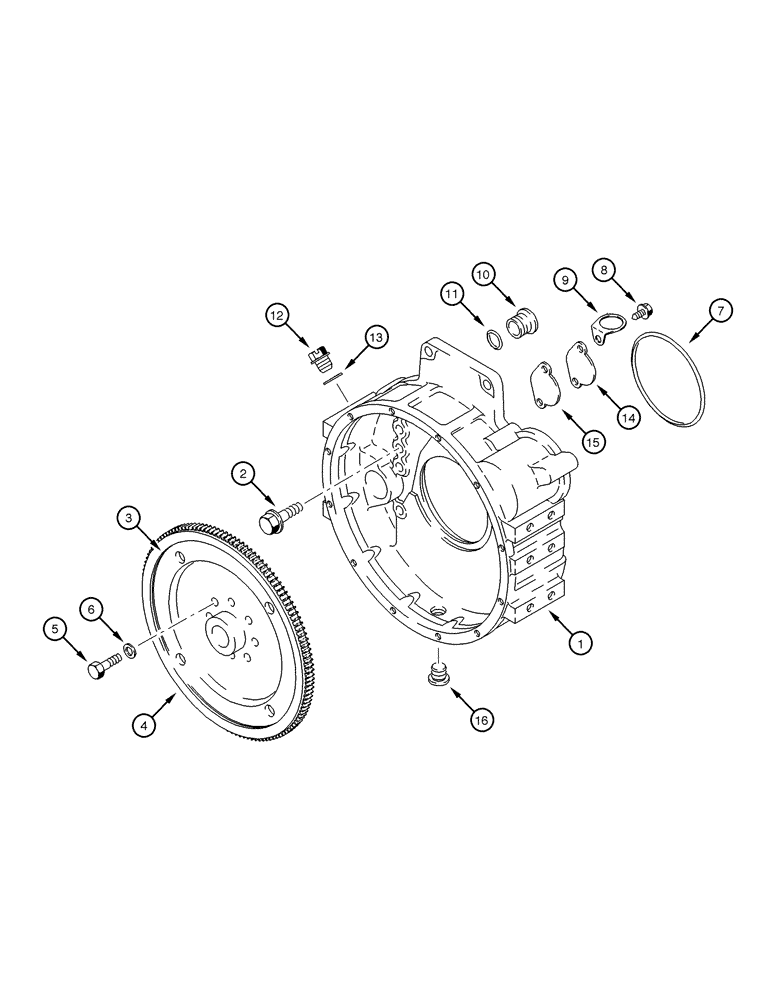 Схема запчастей Case 885 - (02-46[01]) - FLYWHEEL HOUSING (02) - ENGINE