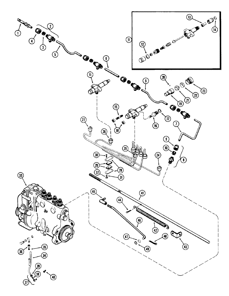 Схема запчастей Case 680CK - (044) - FUEL INJECTION SYSTEM, (267) DIESEL ENGINE 