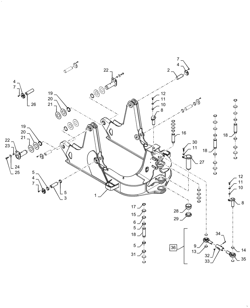 Схема запчастей Case 1150M WT - (86.100.010) - FRAME C, AND PITCH AND LINK (86) - DOZER