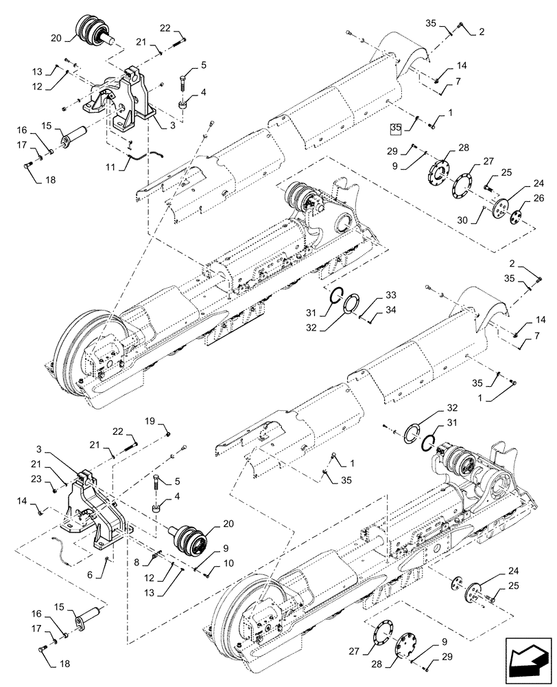 Схема запчастей Case 2050M WT/LGP - (48.138.AB[01]) - UNDERCARRIAGE XLT, LGP (48) - TRACKS & TRACK SUSPENSION