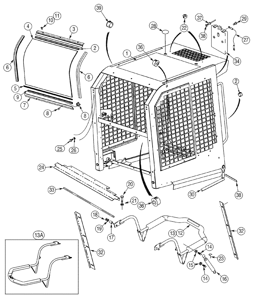 Схема запчастей Case 75XT - (09-35) - CANOPY, ROPS - FRAME AND SEAT BAR (09) - CHASSIS