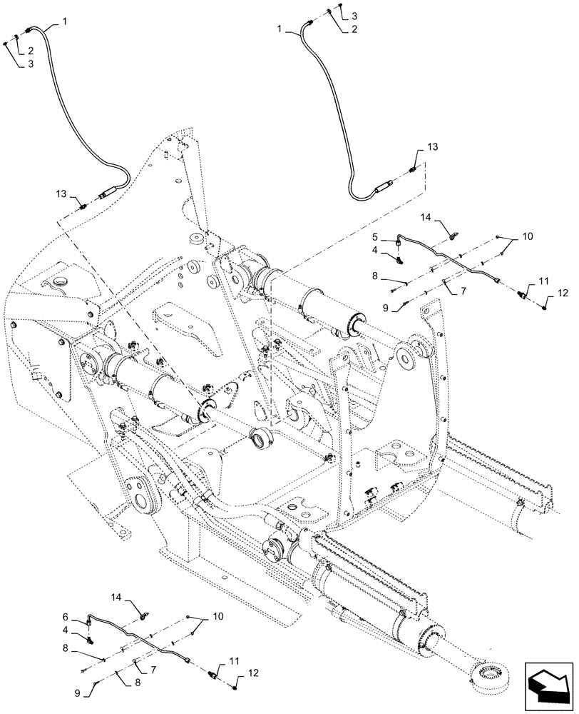 Схема запчастей Case 850M LT - (71.460.AB[01]) - GREASE, HOSE (71) - LUBRICATION SYSTEM