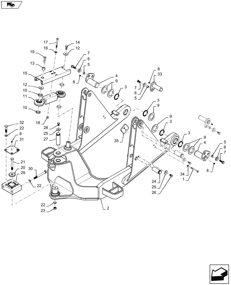 Схема запчастей Case 750M WT/LGP - (39.100.AB[02]) - FRAME C AND PITCH LINK (39) - FRAMES AND BALLASTING