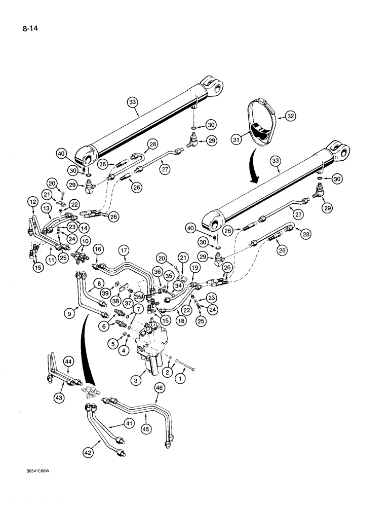 Схема запчастей Case 780D - (8-014) - LOADER LIFT CYLINDER HYDRAULIC CIRCUIT (08) - HYDRAULICS