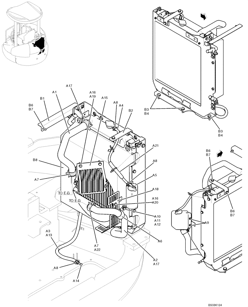 Схема запчастей Case CX50B - (01-007) - RADIATOR INSTALLATION (PH05P00017F1, PH05P00027F1) (05) - SUPERSTRUCTURE