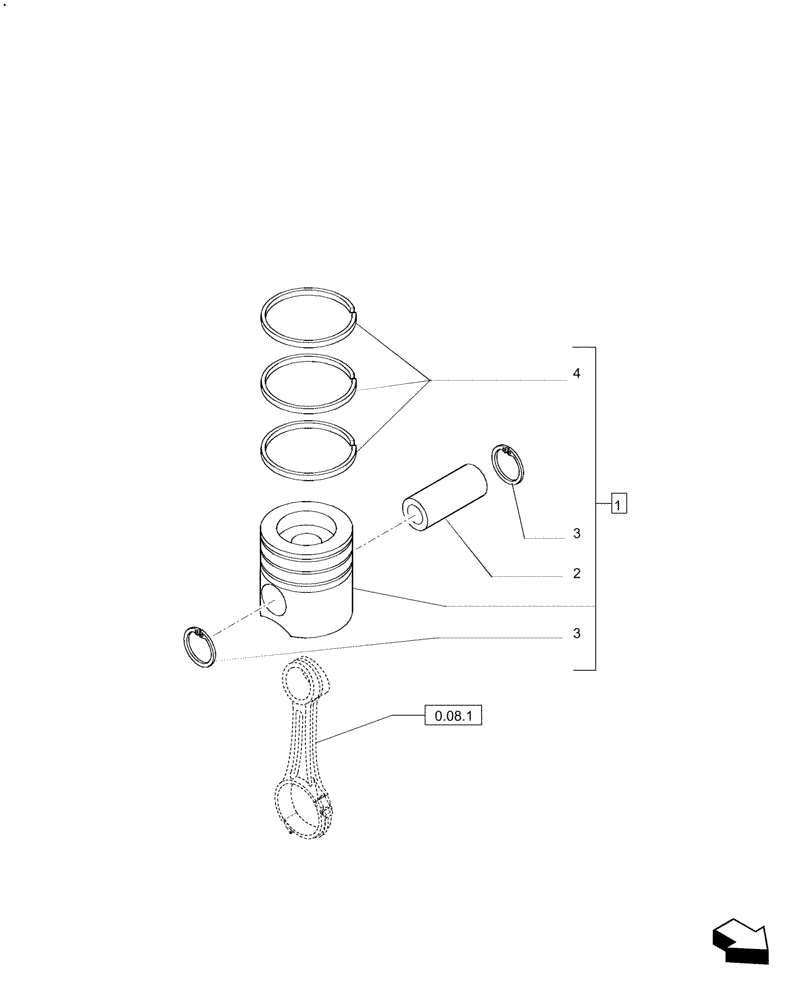 Схема запчастей Case F2CE9684P E033 - (0.08.2) - PISTONS 