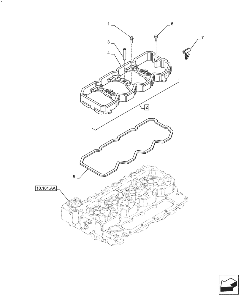 Схема запчастей Case F4HFE413P A008 - (10.106.AO[02]) - ROCKER ARM, HOUSING & COVERS (10) - ENGINE