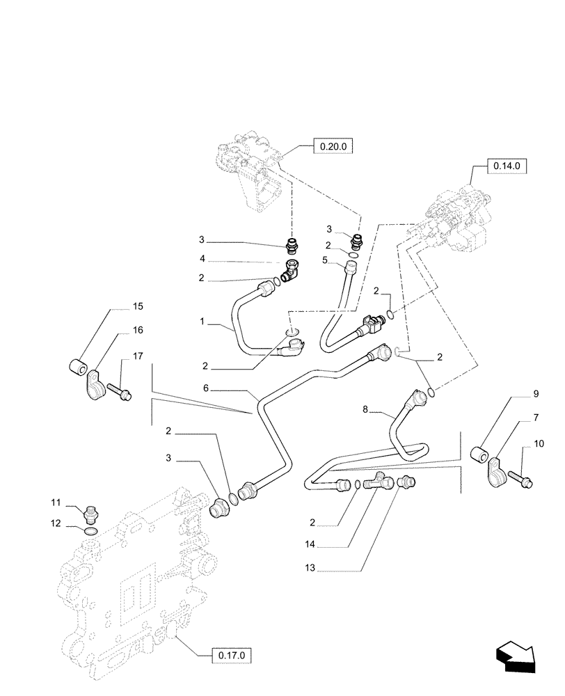 Схема запчастей Case F2CE9684P E033 - (0.20.3) - FUEL LINES & RELATED PARTS 