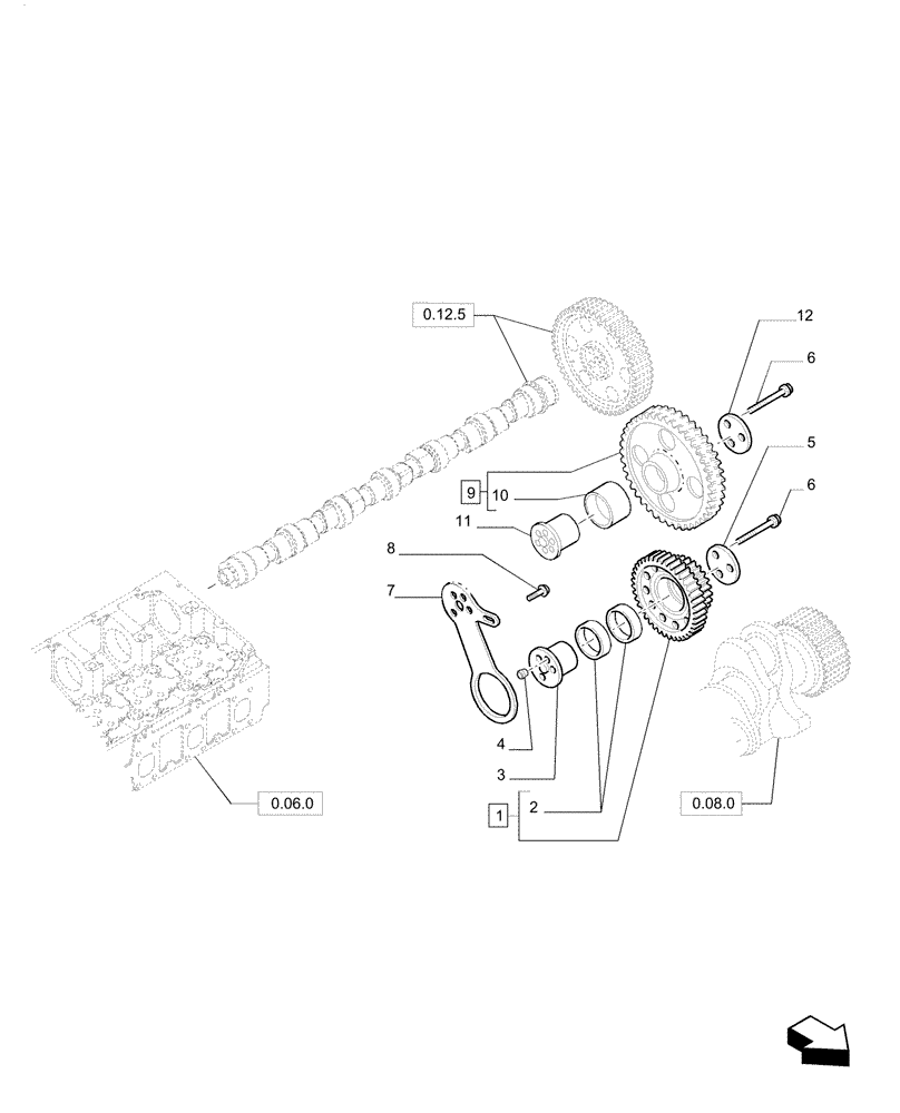 Схема запчастей Case F2CE9684P E033 - (0.10.0) - TIMING GEARS, CAMSHAFT 