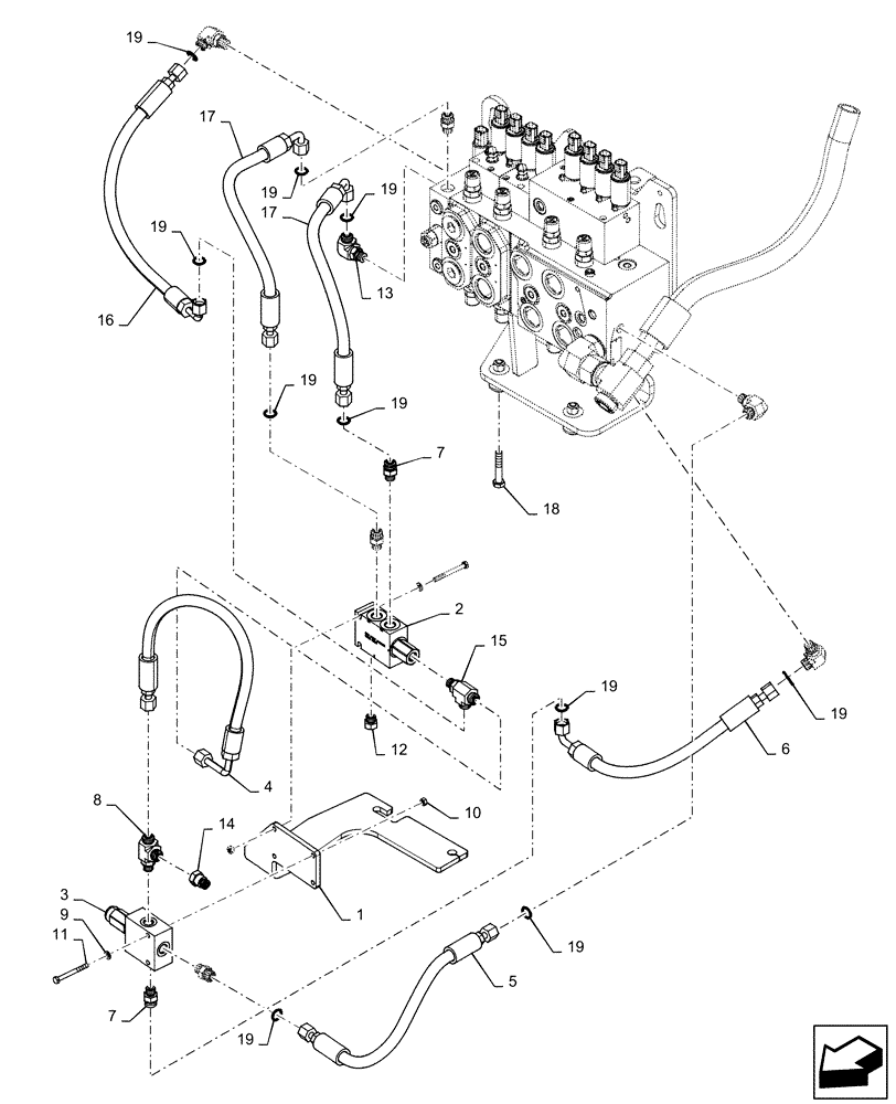 Схема запчастей Case 2050M LT - (35.353.AD[01]) - VALVES, REDUCING AND FLUSHING (35) - HYDRAULIC SYSTEMS