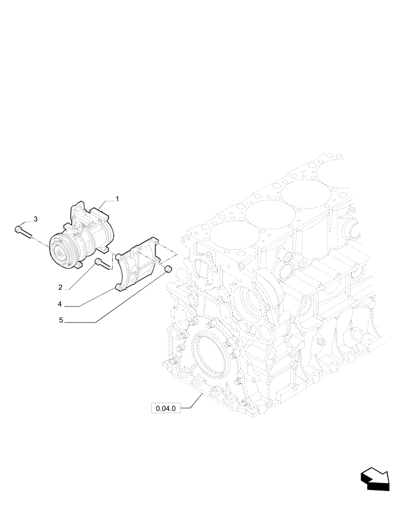 Схема запчастей Case F2CE9684P E033 - (0.39.0) - A/C COMPRESSOR AND DRIVE 