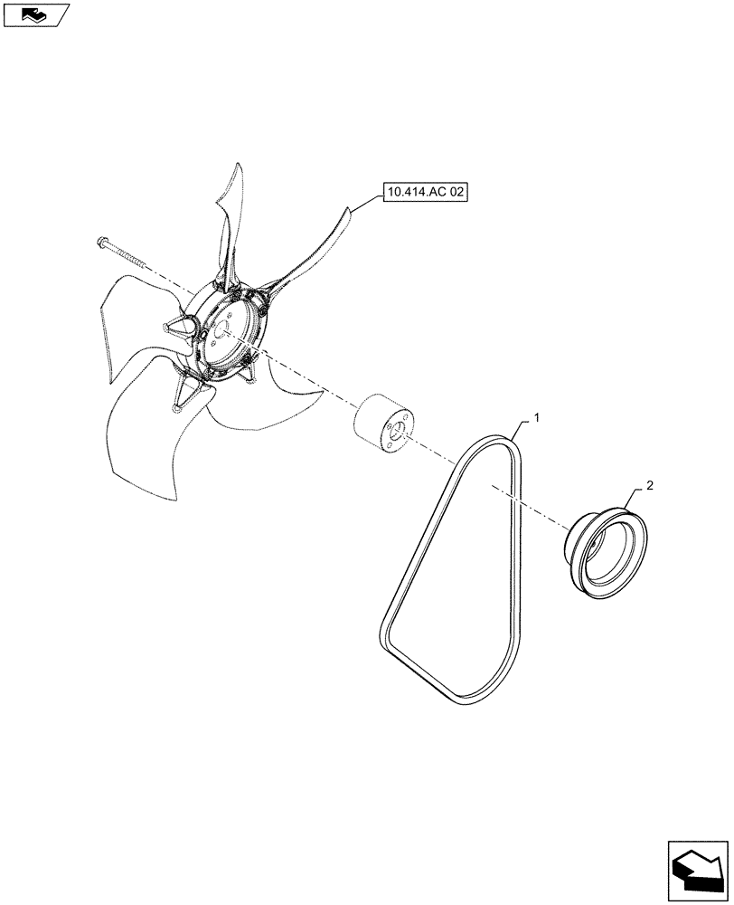 Схема запчастей Case SV185 - (10.414.BE) - PULLEY & BELT (10) - ENGINE