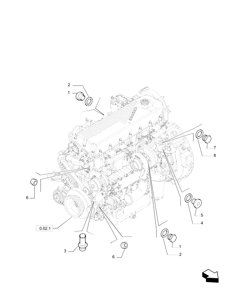 Схема запчастей Case F2CE9684P E033 - (0.32.4) - PIPING - ENGINE COOLING SYSTEM 