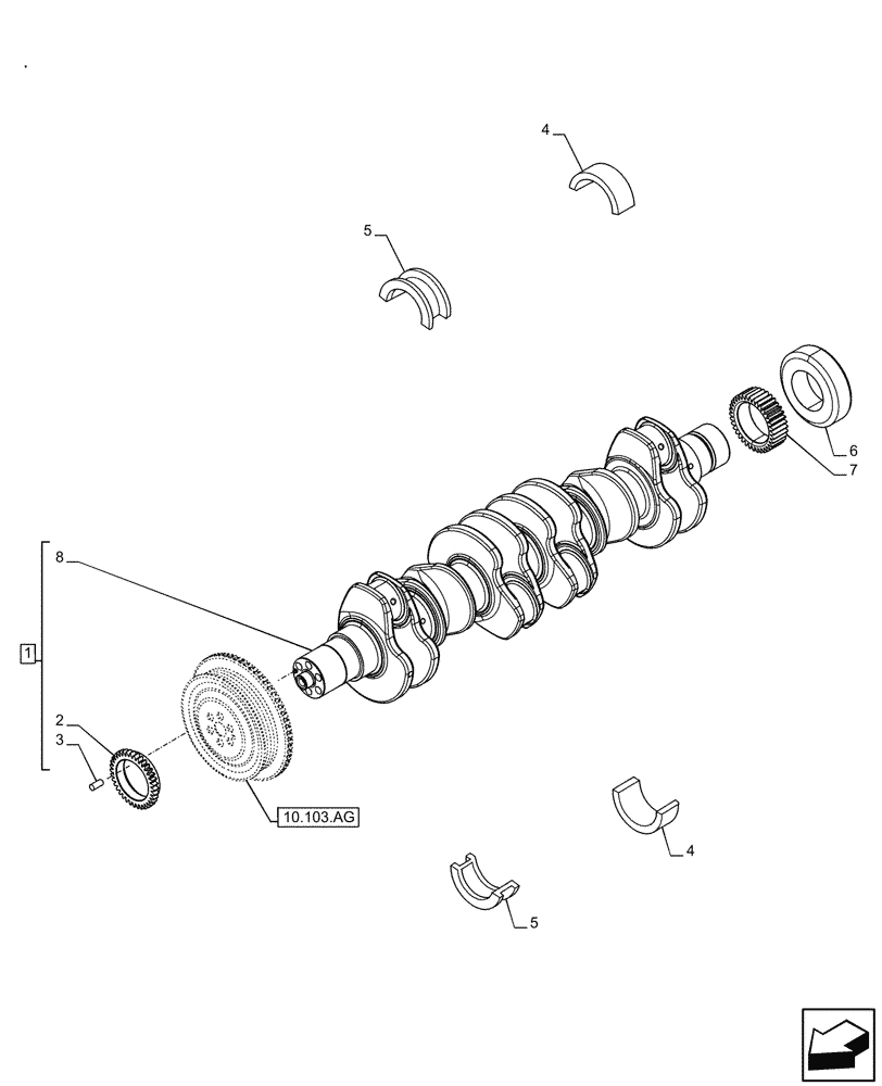 Схема запчастей Case F4HFE413P A001 - (10.103.AA) - CRANKSHAFT (10) - ENGINE