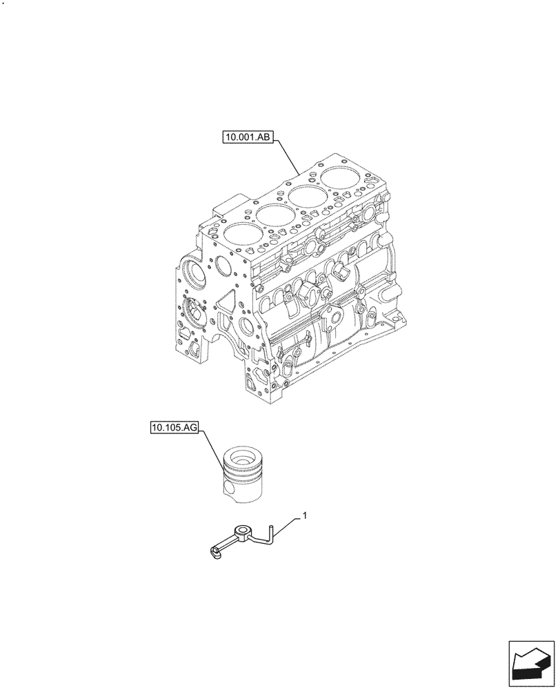 Схема запчастей Case F4HFE413P A001 - (10.304.AR) - PISTON, COOLING NOZZLE (10) - ENGINE