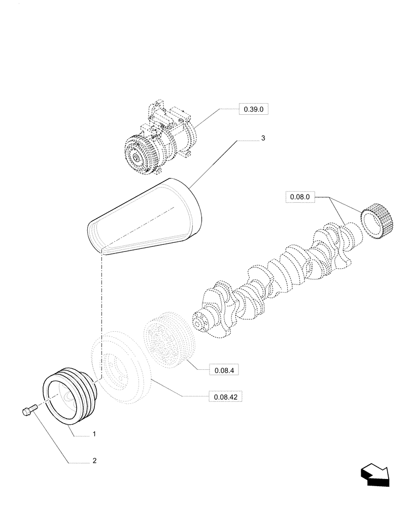 Схема запчастей Case F2CE9684P E033 - (0.08.4/01) - BELT TENSIONER 