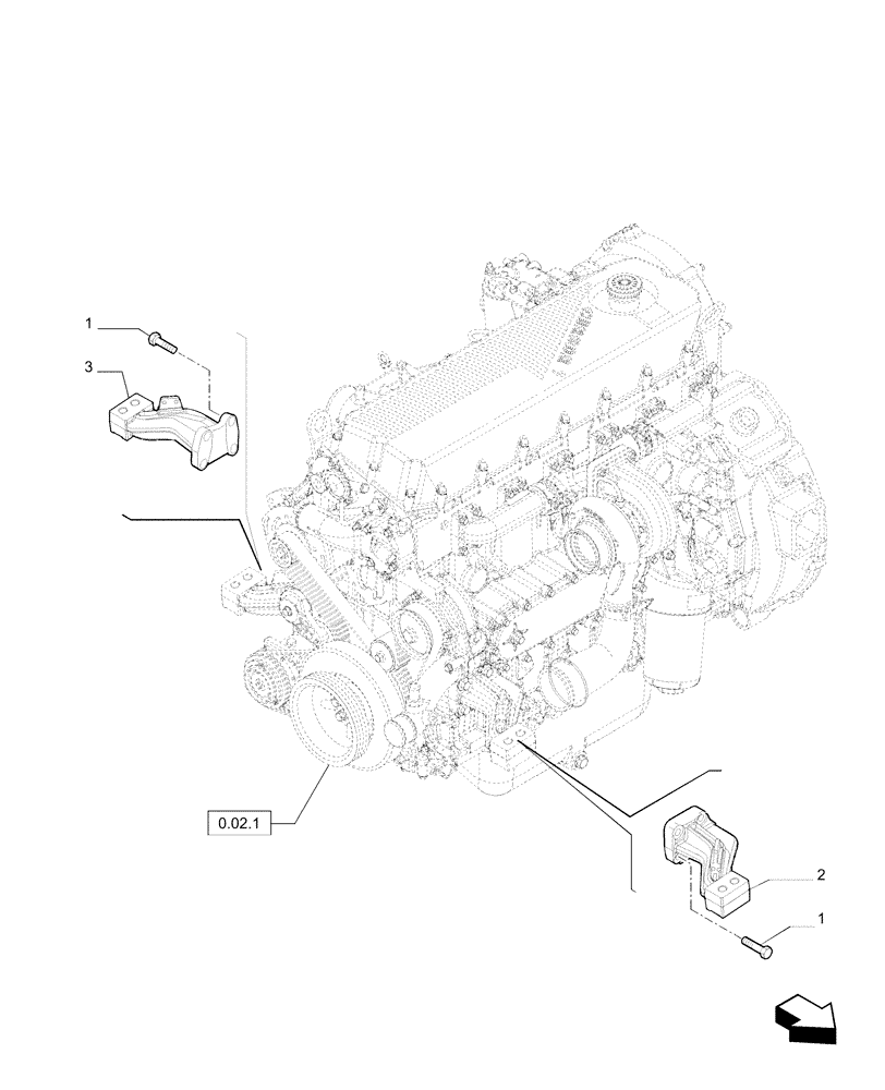 Схема запчастей Case F2CE9684P E033 - (0.04.4) - ENGINE SUSPENSION 