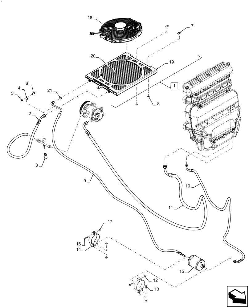 Схема запчастей Case SR200 - (50.200.BY) - AIR CONDITIONING BASIC PLUMBING (SR200, TR270) (50) - CAB CLIMATE CONTROL