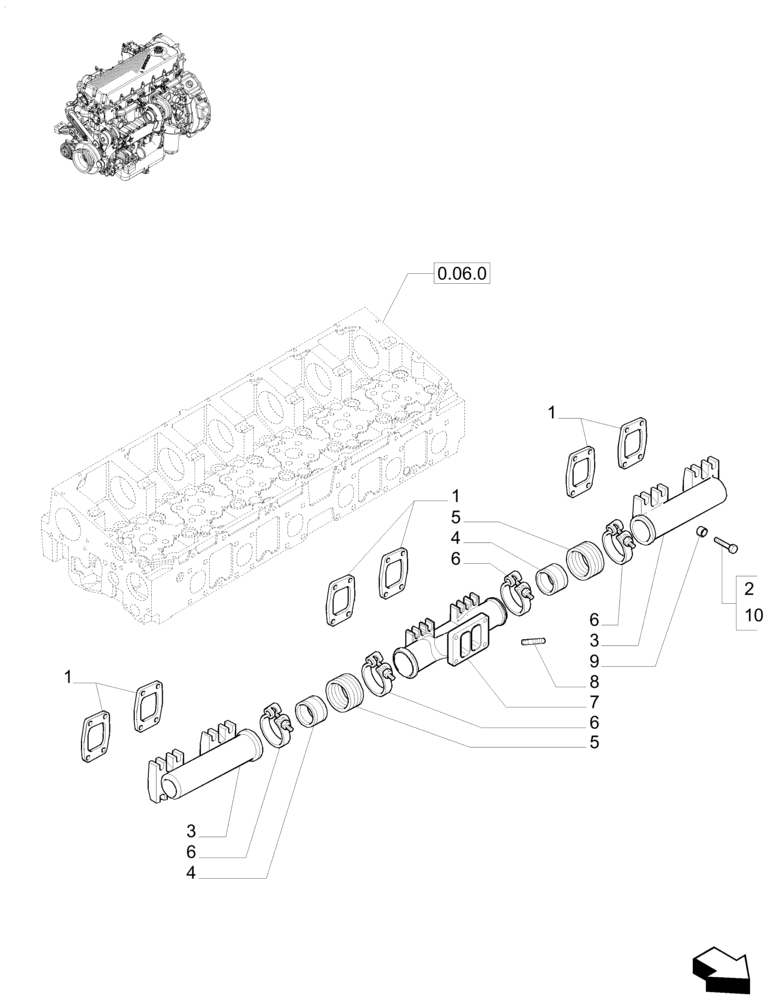 Схема запчастей Case F2CE9684P E033 - (0.07.8) - EXHAUST MANIFOLD 