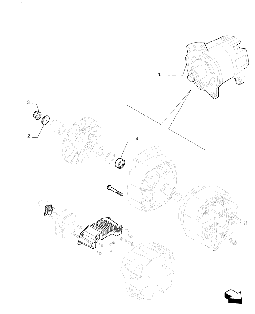 Схема запчастей Case F2CE9684P E033 - (0.40.0/A) - ALTERNATOR COMPONENTS 