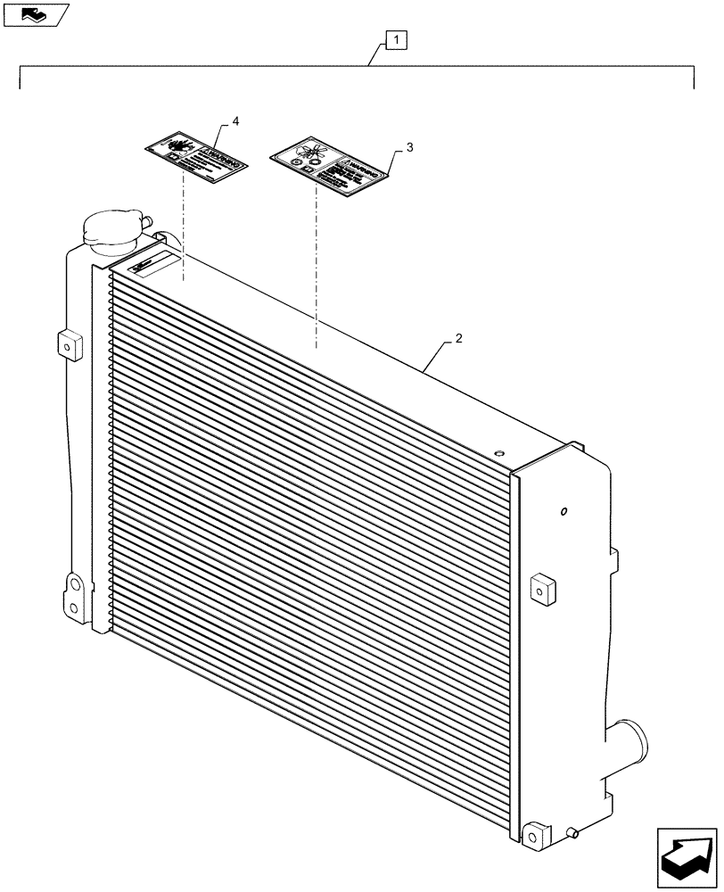 Схема запчастей Case SR130 - (88.050.03) - DIA, KIT COOLER, AIR CHARGE, STD FIN DENSITY (88) - ACCESSORIES