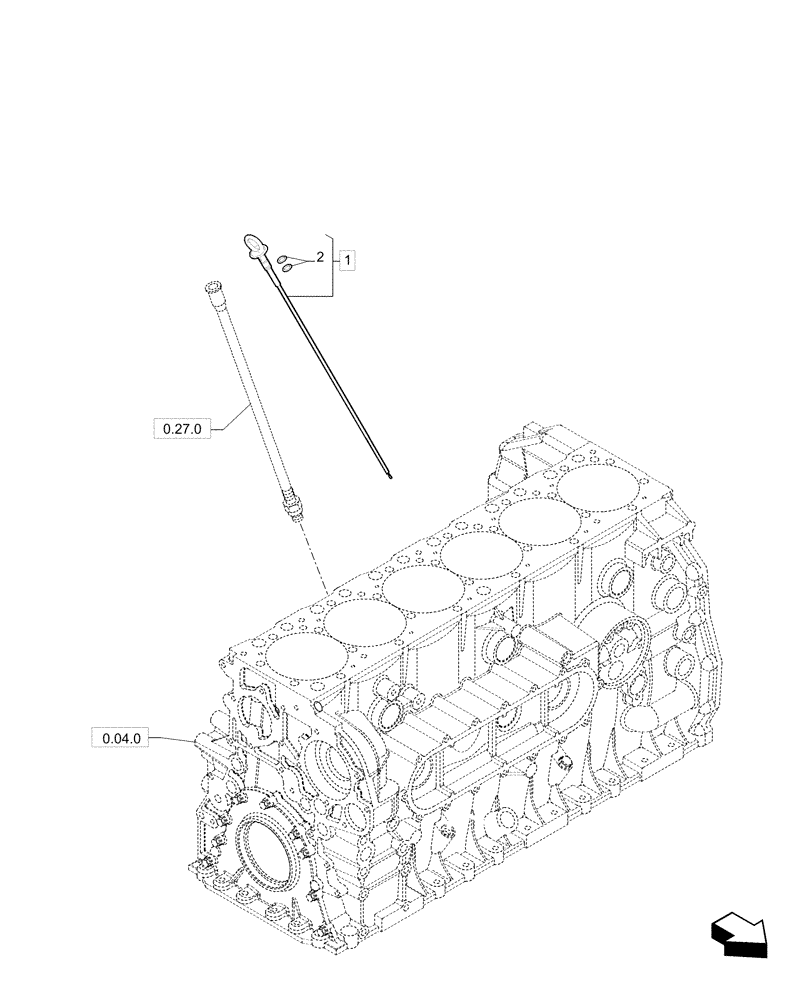 Схема запчастей Case F2CE9684P E033 - (0.27.1) - OIL DIPSTICK & TUBE 