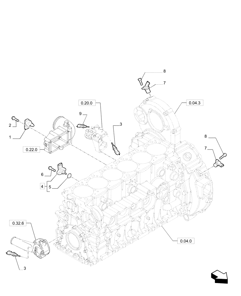 Схема запчастей Case F2CE9684P E033 - (0.17.1) - ENGINE SENSORS 