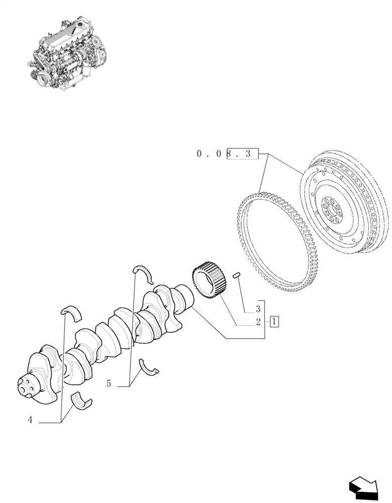 Схема запчастей Case F2CE9684P E033 - (0.08.0) - CRANKSHAFT & RELATED PARTS 