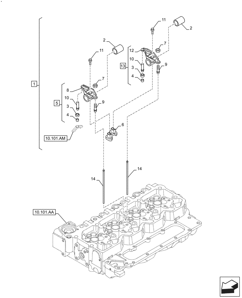 Схема запчастей Case F4HFE413P A001 - (10.106.AO[01]) - ROCKER ARM (10) - ENGINE