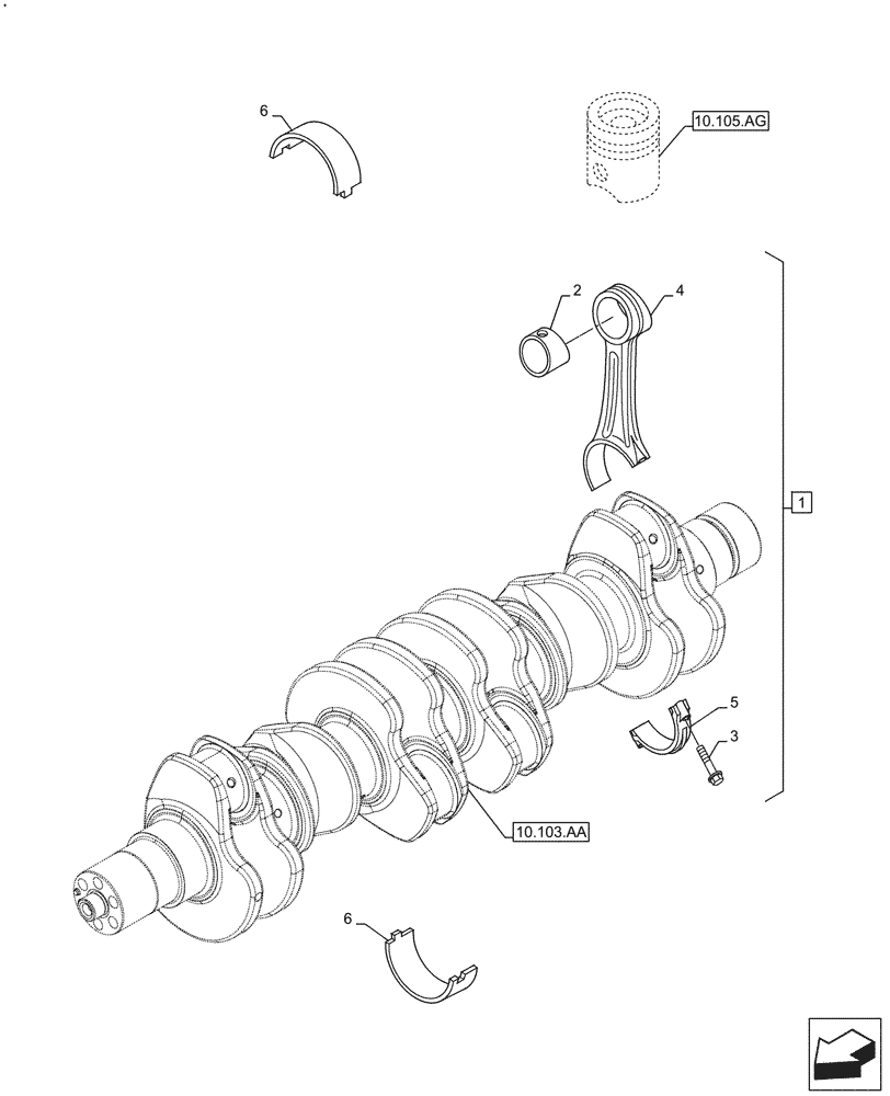 Схема запчастей Case F4HFE413P A001 - (10.105.AB) - CONNECTING ROD & PISTON (10) - ENGINE