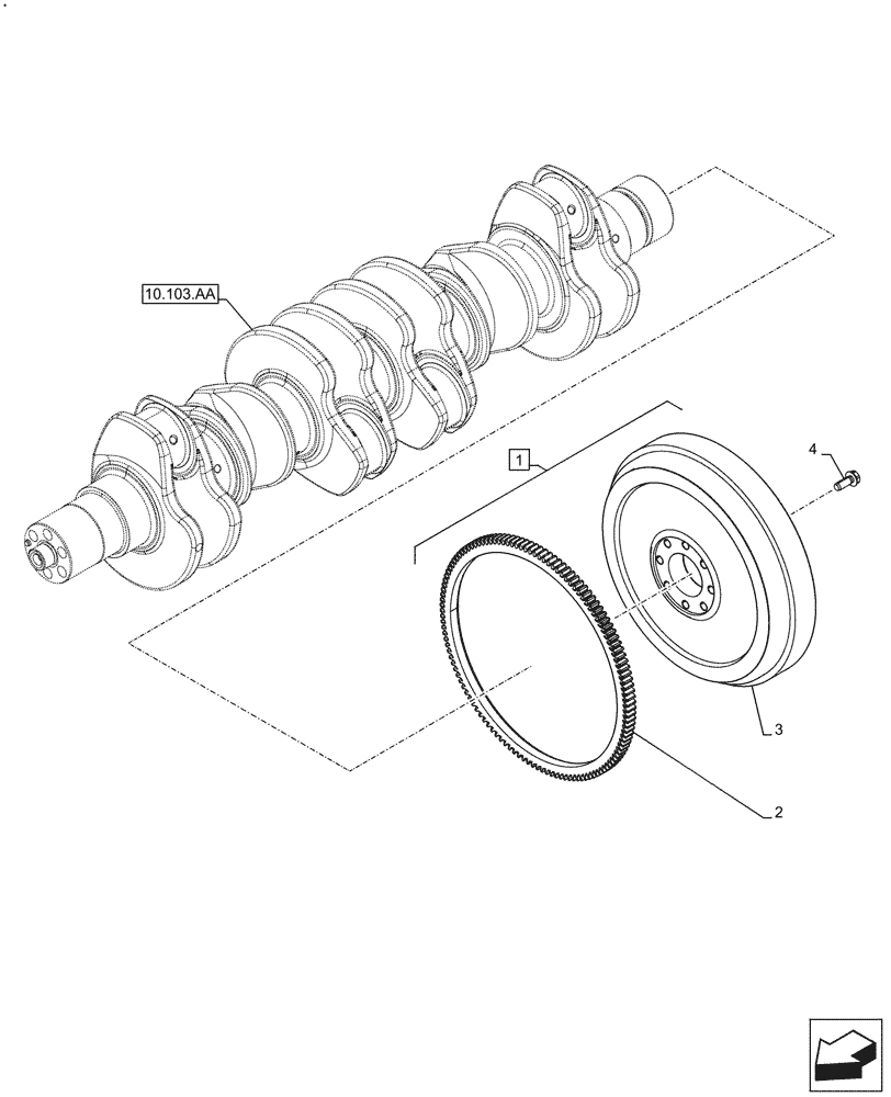 Схема запчастей Case F4HFE413P A008 - (10.103.AH) - ENGINE FLYWHEEL (10) - ENGINE