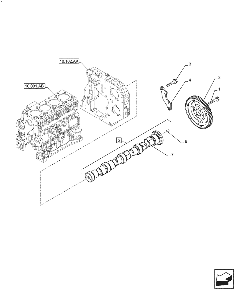 Схема запчастей Case F4HFE413P A008 - (10.106.AA) - CAMSHAFT (10) - ENGINE