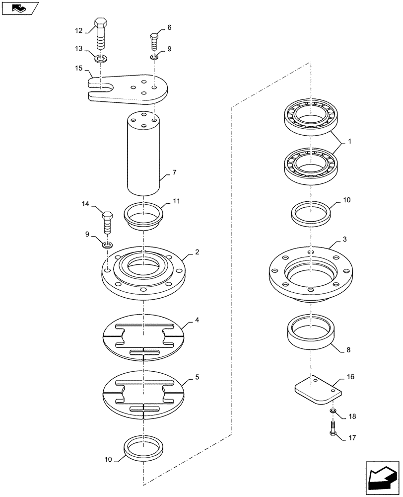 Схема запчастей Case 1221F - (39.100.AN[01]) - PIN, CENTER PIVOT, UPPER (39) - FRAMES AND BALLASTING