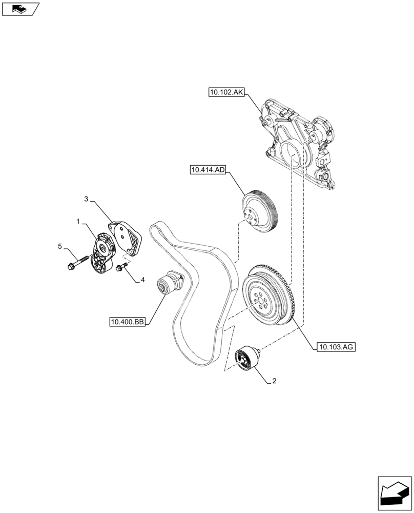 Схема запчастей Case F4HFE413P A001 - (10.414.AE) - BELT TENSIONER (10) - ENGINE