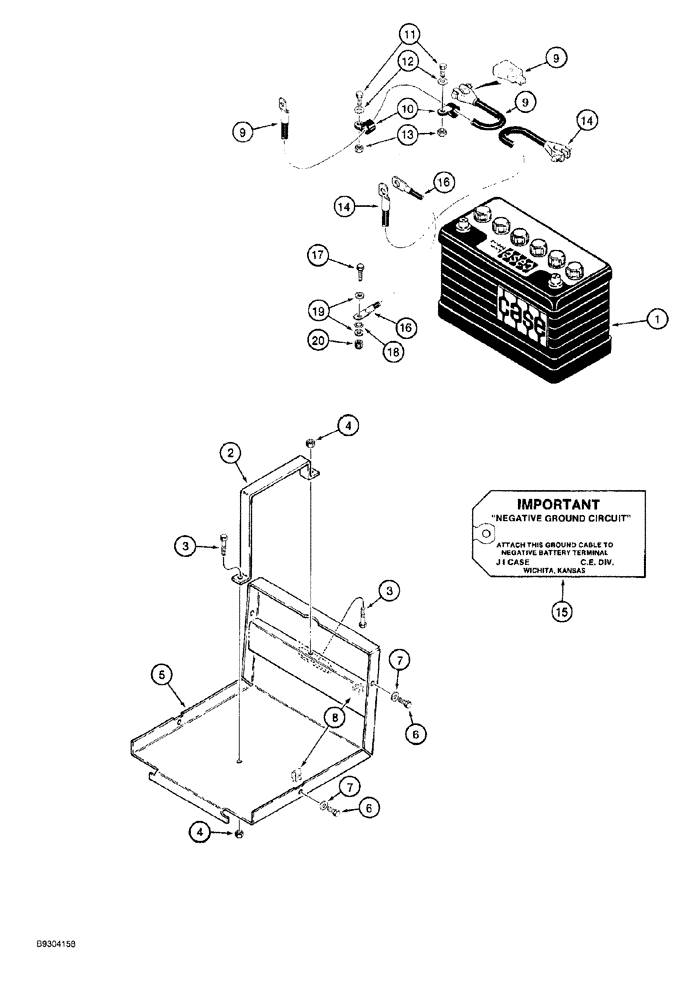 Схема запчастей Case MAXI-SNEAKER - (04-008) - BATTERY, MOUNTING AND CABLES (04) - ELECTRICAL SYSTEMS