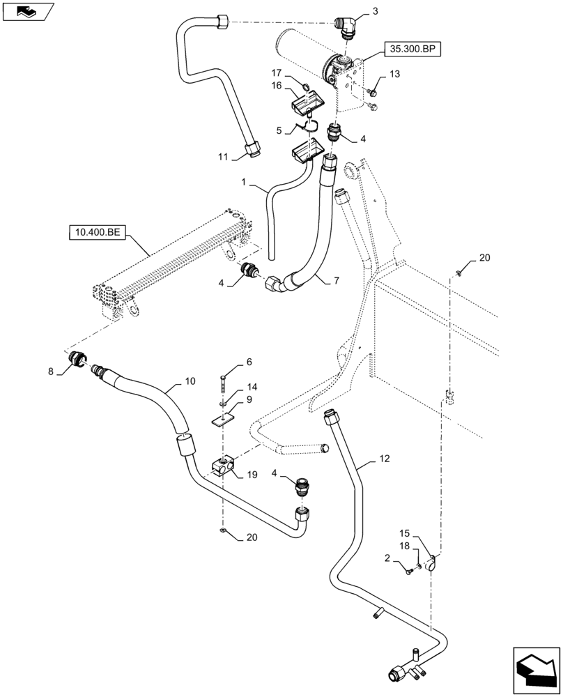 Схема запчастей Case SR130 - (35.300.AD[02]) - RETURN PLUMBING (BEFORE BUILD DATE 22-JAN-2015) (35) - HYDRAULIC SYSTEMS