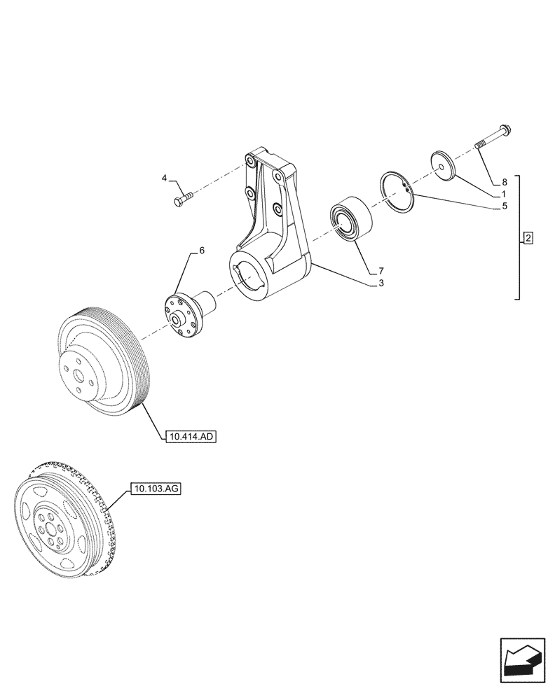 Схема запчастей Case F4HFE413P A008 - (10.414.AC) - FAN, DRIVE (10) - ENGINE