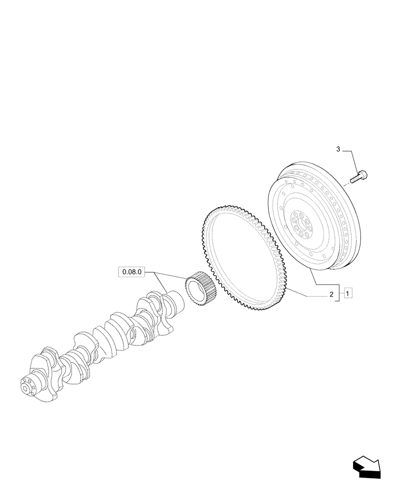 Схема запчастей Case F2CE9684P E033 - (0.08.3) - FLYWHEEL 