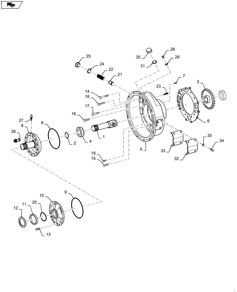 Схема запчастей Case 1221F - (21.113.AT) - INPUT SHAFT AND HOUSING (21) - TRANSMISSION