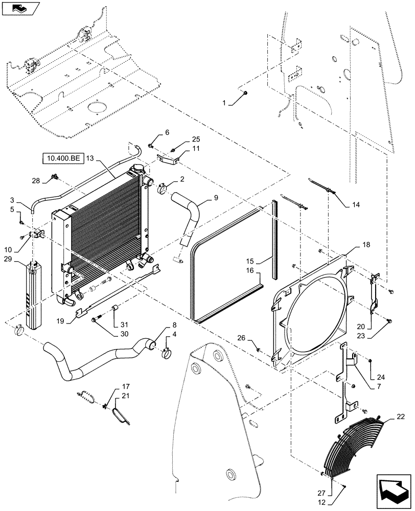 Схема запчастей Case SR175 - (10.400.AY) - RADIATOR & RELATED PARTS (10) - ENGINE