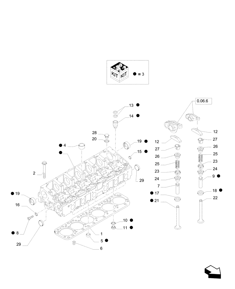 Схема запчастей Case F2CE9684P E033 - (0.06.0) - CYLINDER HEAD & RELATED PARTS 