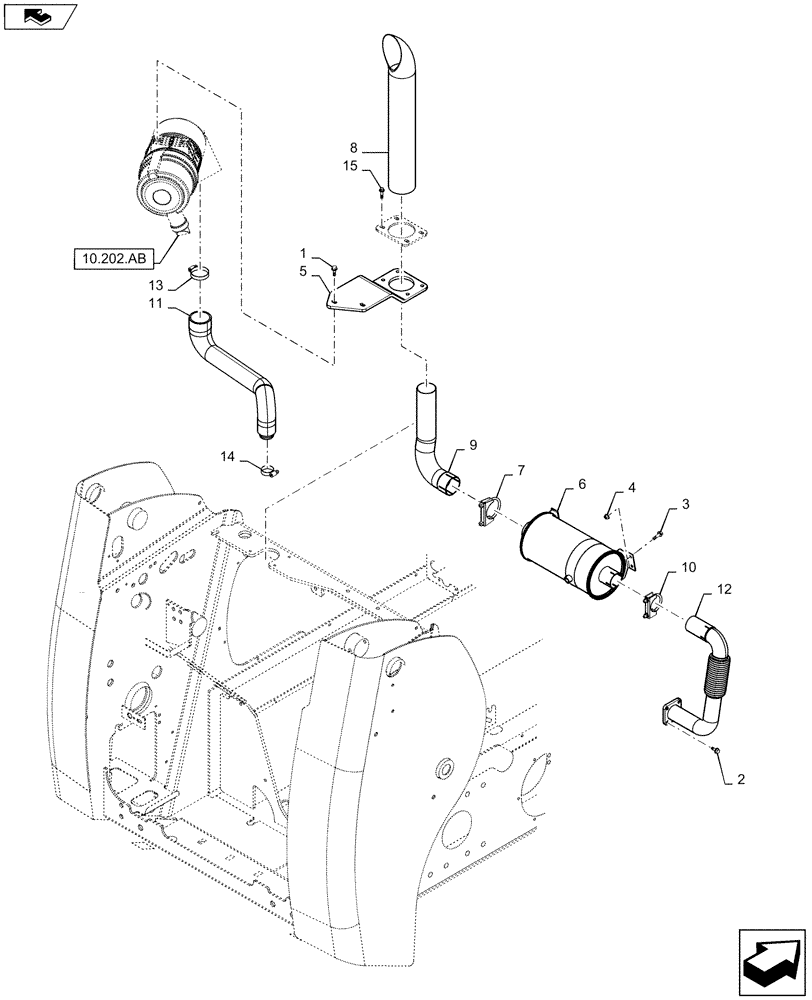 Схема запчастей Case SR130 - (10.254.AI) - EXHAUST SYSTEM W/ MUFFLER (10) - ENGINE