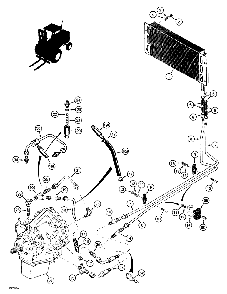 Схема запчастей Case 584E - (6-04) - POWER SHUTTLE COOLING SYSTEM (06) - POWER TRAIN