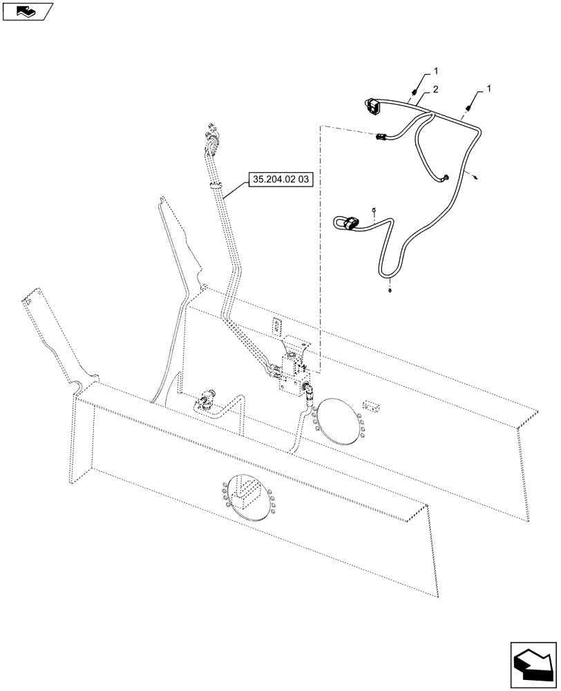 Схема запчастей Case SR130 - (55.524.AN[02]) - HYDRAULIC COUPLER HARNESS, E-H CONTROLS (55) - ELECTRICAL SYSTEMS