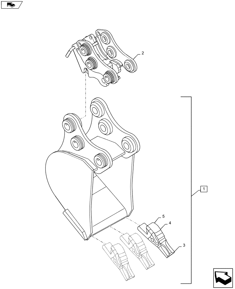 Схема запчастей Case CX17B - (03-025) - BUCKET, ASSY (CNH) (84) - BOOMS, DIPPERS & BUCKETS