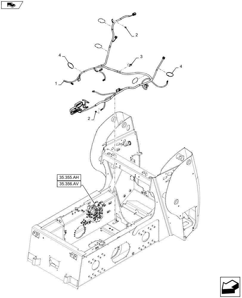 Схема запчастей Case SR150 - (55.101.AC[05]) - CHASSIS OPTION HARNESS, MECHANICAL CONTROLS ONLY (55) - ELECTRICAL SYSTEMS