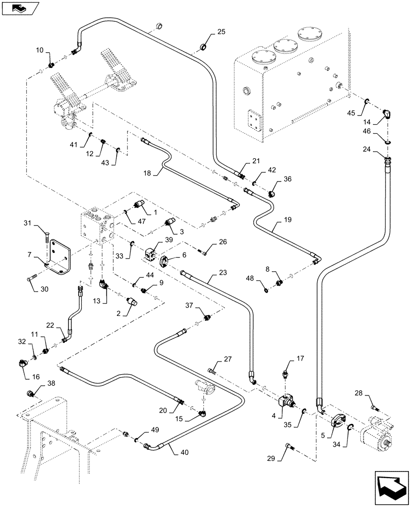 Схема запчастей Case 1221F - (33.202.AX [01]) - BRAKE, HYDR LINES (33) - BRAKES & CONTROLS